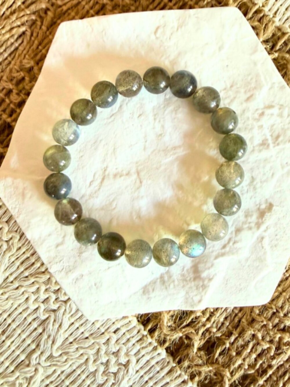 Labradorite 8mm Gemstone Stretch Beaded Bracelet Reiki Jewelry - Picture 8 of 12